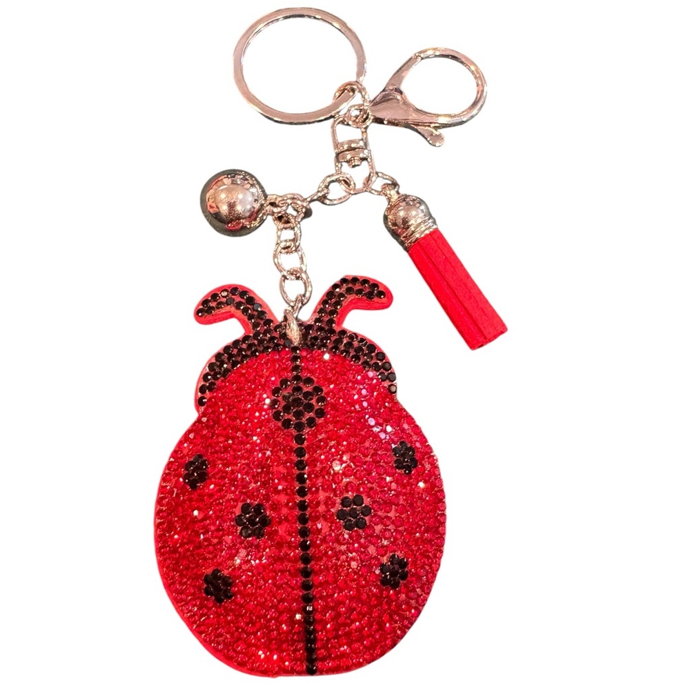 Red Ladybug Keychain with Rhinestones